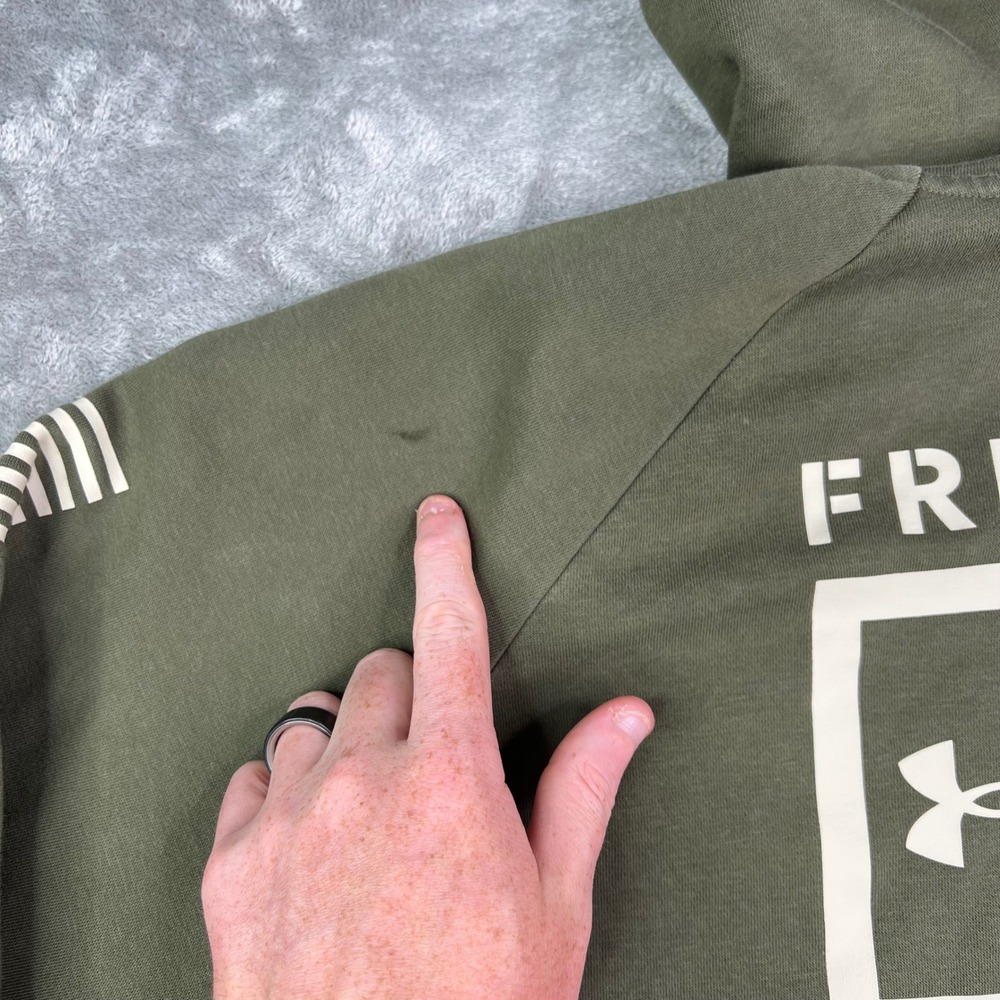Under Armour Freedom Rival Hoodie Mens XL Green Fleece American Flag Graphic - Picture 2 of 12